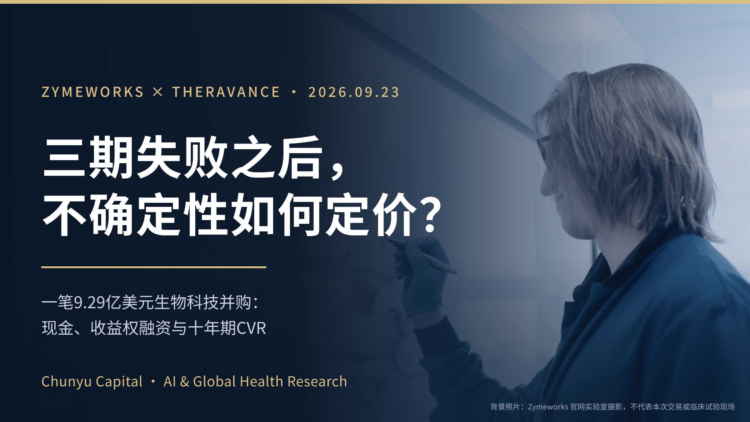 封面背景照片：Zymeworks 官网实验室摄影，仅作科研场景示意，不代表本次交易或 ampreloxetine 临床试验现场。
